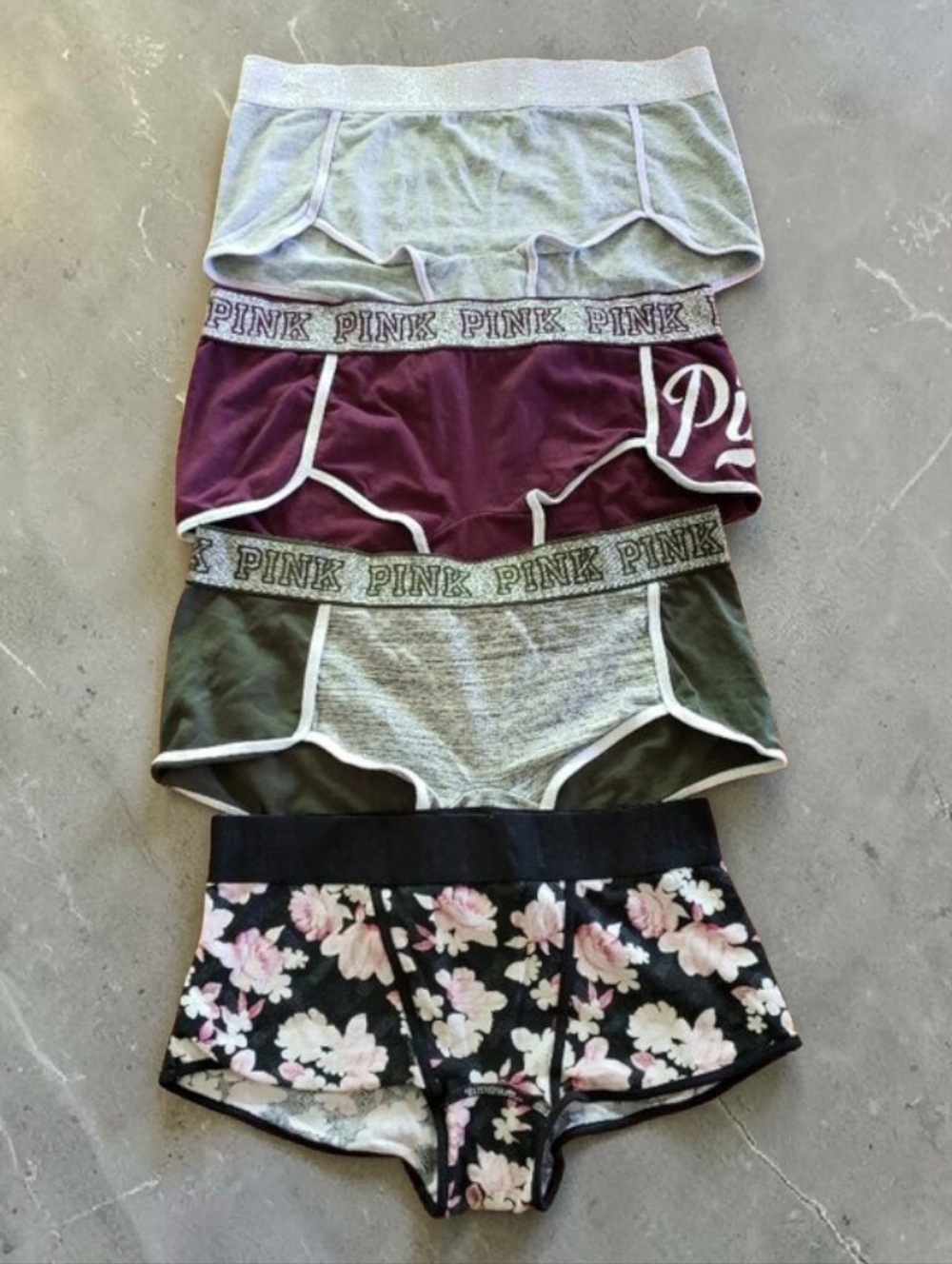 PINK Victoria's Secret Boyshort Panties Size M Logo Waistband NWOT Bundle Of 4